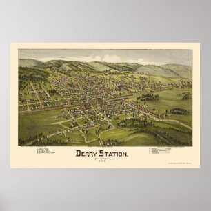 Derry Station, PA Panoramic Karta - 1900 Poster