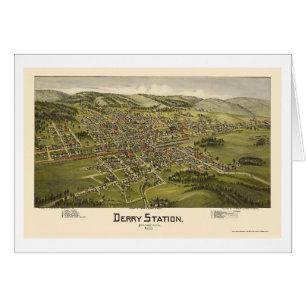 Derry station, panorama- karta för PA - 1900 Hälsningskort