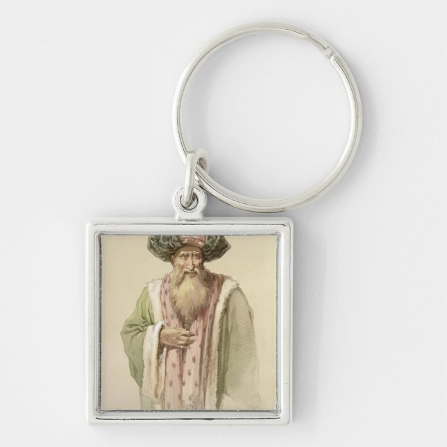 Dervish - från Bosnien Fyrkantig Silverfärgad Nyckelring (Framsidan)