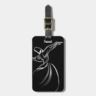 Dervish Line Teckning Calligrapy Stil in White Bagagebricka