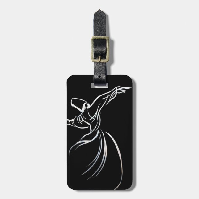 Dervish Line Teckning Calligrapy Stil in White Bagagebricka (Vertikal Framsida)