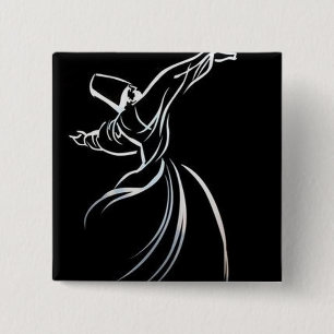 Dervish Line Teckning Calligrapy Stil in White Knapp