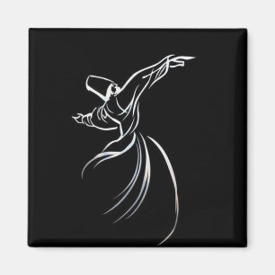 Dervish Line Teckning Calligrapy Stil in White Magnet