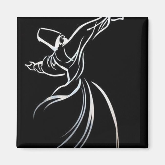 Dervish Line Teckning Calligrapy Stil in White Magnet (Framsidan)