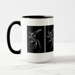 Dervish Line Teckning Calligrapy Stil in White Mugg