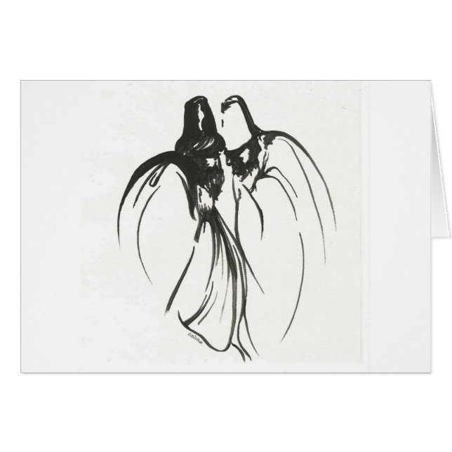 Dervish Mystical Brothercourline Teckning in Black Hälsningskort (Framsidan Horizontal)