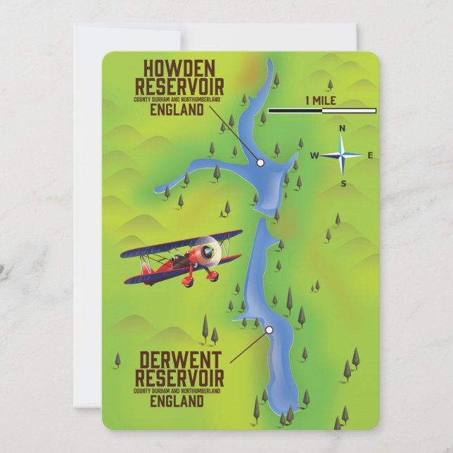 Derwent & Howden Reservoirs kartposter (Framsida)