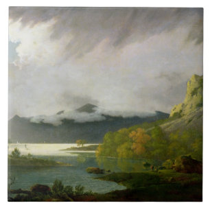 Derwent vatten med Skiddaw i avståndet, c.1795 Kakelplatta