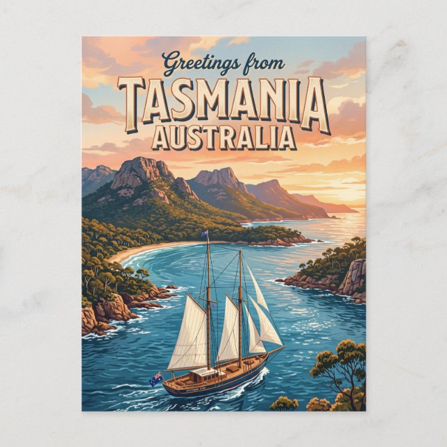 Derwentflodens seglingsscen Australien Vykort (Framsida)