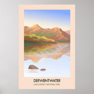 Derwentwater Lake District Reseskylt Poster