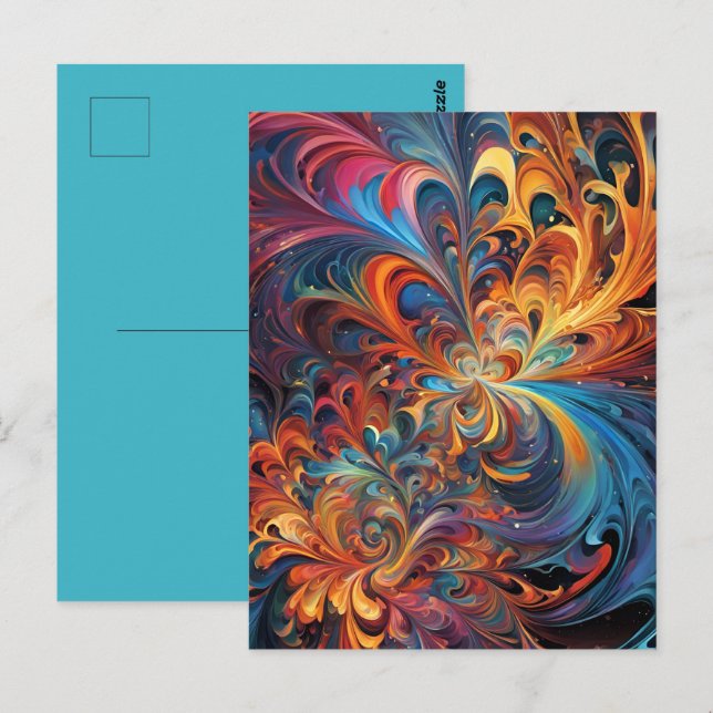 Des étoiles en kaléidoscope vykort (Fram/baksida)