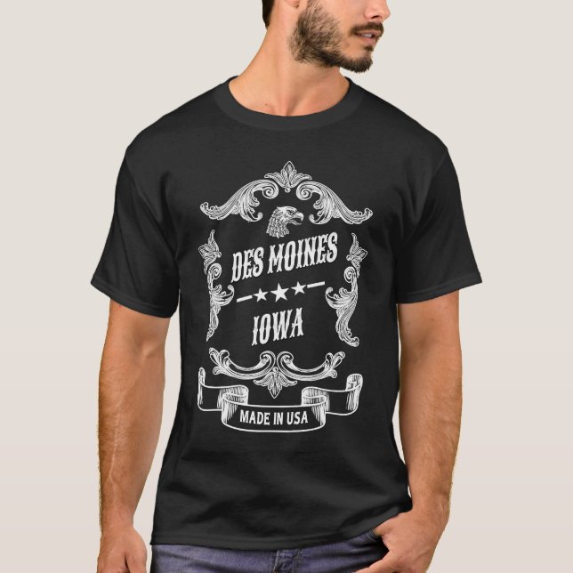 Des Moines City Iowa T Shirt (Framsida)