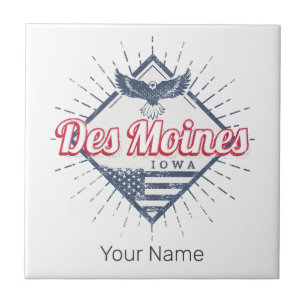 Des Moines City Iowa United Stater Vintage USA Kakelplatta