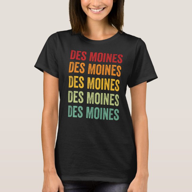 Des Moines County Iowa Rainbow Text T Shirt (Framsida)