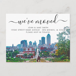 Des Moines Flytta Announement Postcard Meddelande Vykort