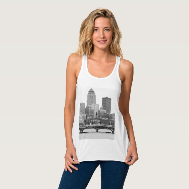 Des&moines in b&w T-Shirt Linne Med Racerback (Hel framsida)