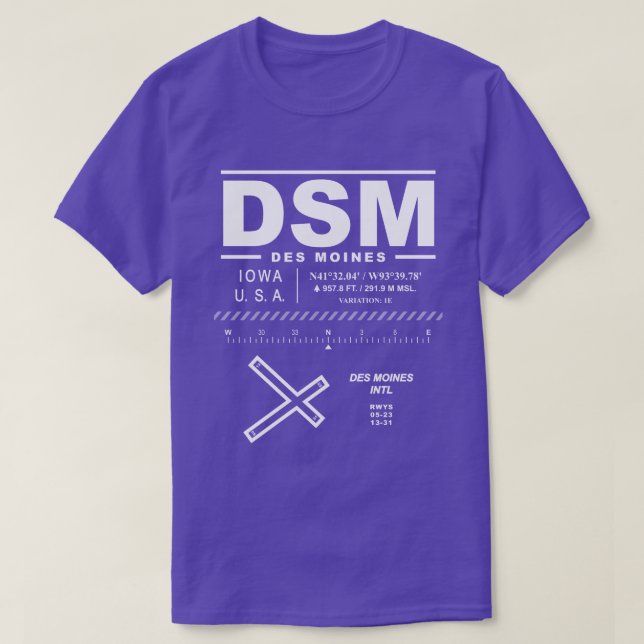Des Moines Internationell flygplats DSM T-Shirt (Design framsida)