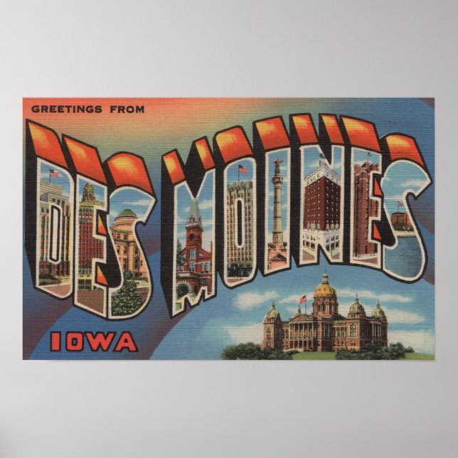Des Moines, Iowa (Capital Byggnad) Poster (Framsidan)