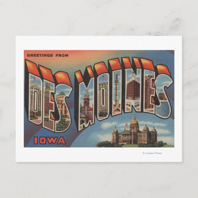 Des Moines, Iowa (Capital Byggnad) Vykort (Framsida)