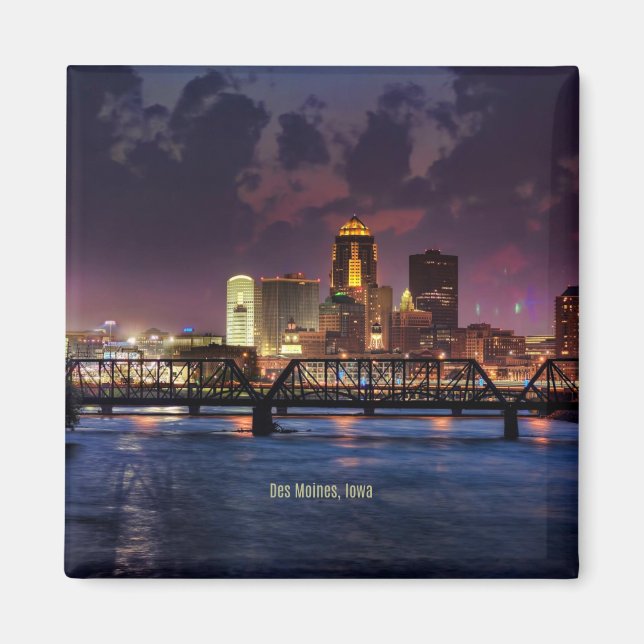 Des Moines, Iowa cityscape-foto, Magnet (Framsidan)