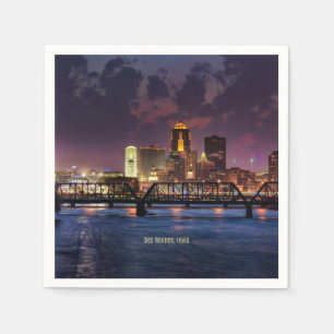 Des Moines, Iowa cityscape-foto, Pappersservett