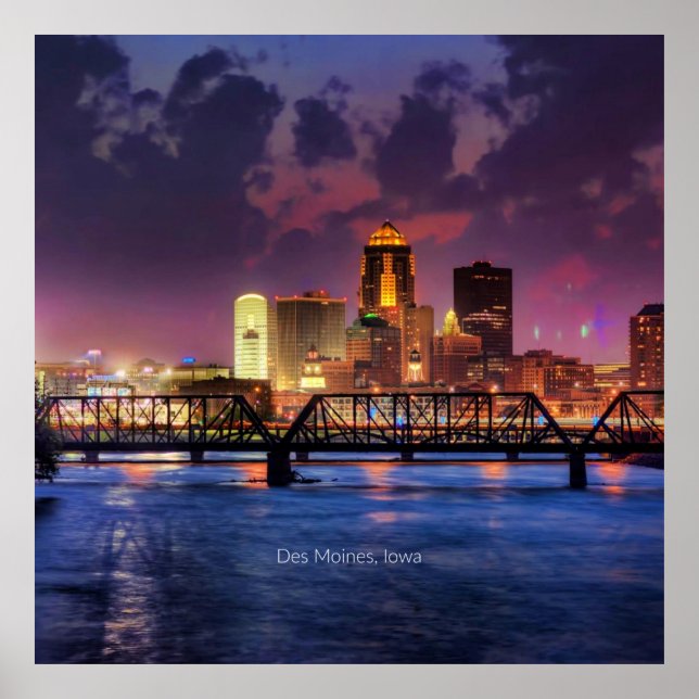 Des Moines, Iowa cityscape-foto Poster (Framsidan)