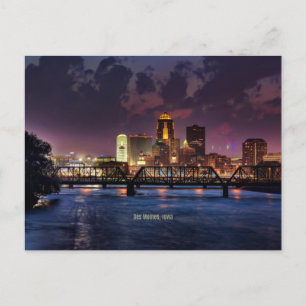 Des Moines, Iowa cityscape-foto Vykort