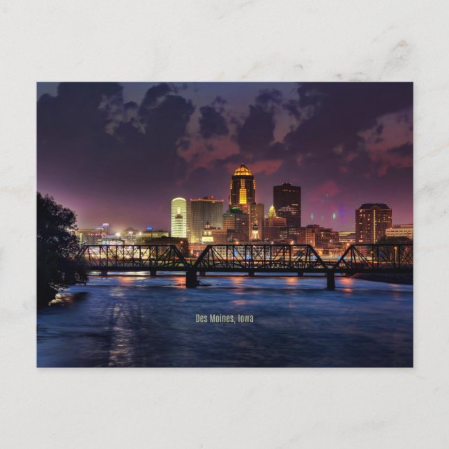 Des Moines, Iowa cityscape-foto Vykort (Framsida)