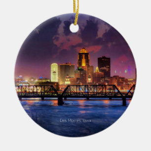 Des Moines, Iowa cityscape Julgransprydnad Keramik