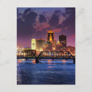 Des Moines, Iowa cityscape Vykort