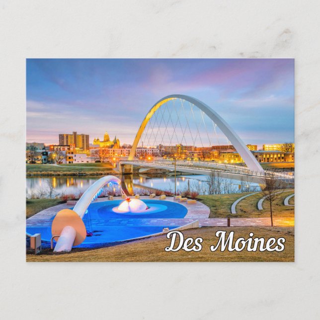 Des Moines, Iowa, Förenade Stater Helg Vykort (Framsida)