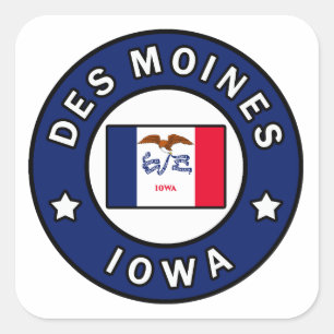 Des Moines Iowa Fyrkantigt Klistermärke