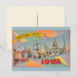 Des Moines Iowa Hälsningar Postkort Vykort