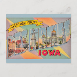 Des Moines Iowa Hälsningar Postkort Vykort