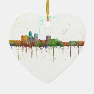 DES MOINES IOWA HORISONT JULGRANSPRYDNAD KERAMIK