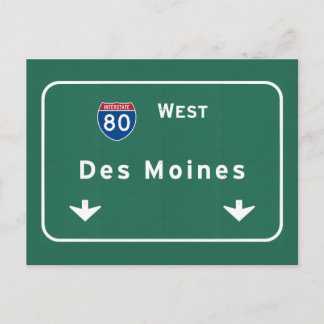 Des Moines Iowa ia Interstate Highway Freeway: Vykort