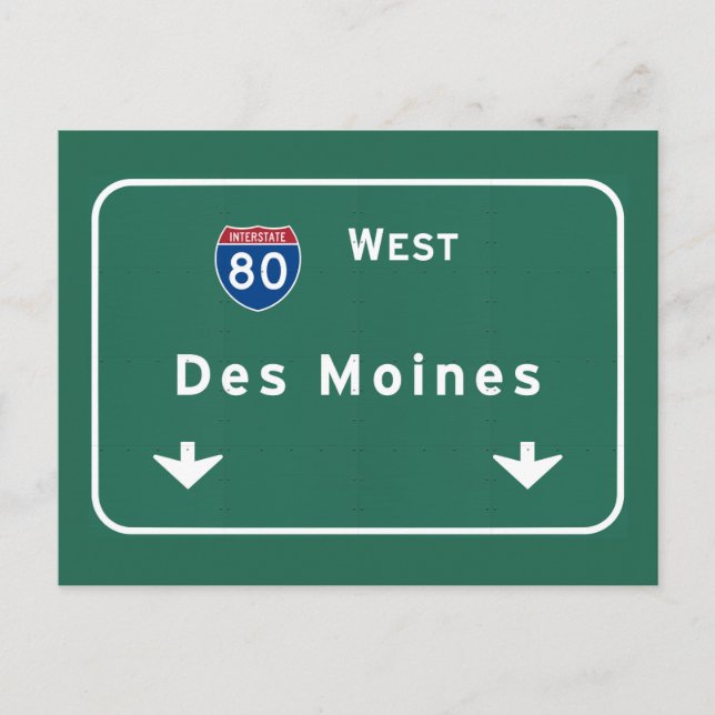 Des Moines Iowa ia Interstate Highway Freeway: Vykort (Framsida)