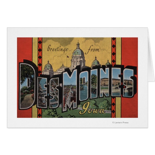 Des Moines, Iowa - Large Brev Scenes Hälsningskort (Framsidan Horizontal)