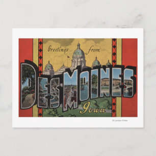 Des Moines, Iowa - Large Brev Scenes Vykort