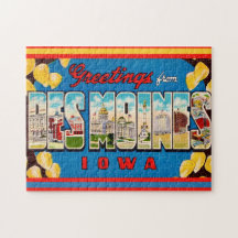  Des Moines Iowa Retro Postcard