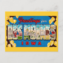  Des Moines Iowa Retro vykort