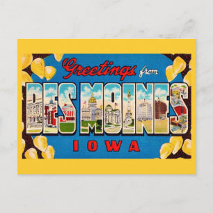  Des Moines Iowa Retro vykort