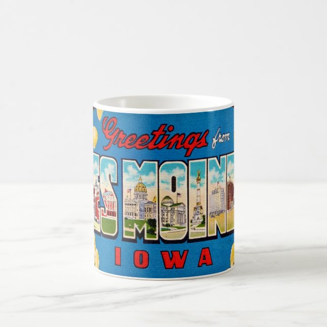  Des Moines Iowa Retro vykortsmugg Kaffemugg (Center)