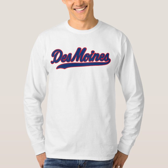 Des Moines Iowa Script Design | Retro City T Shirt (Framsida)