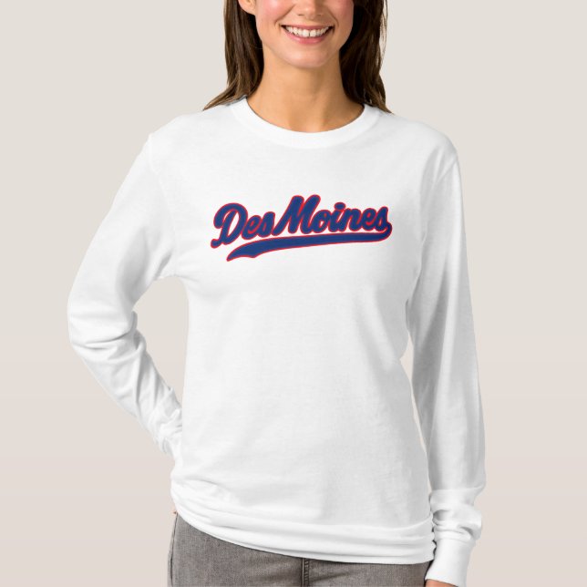 Des Moines Iowa Script Design | Retro City T Shirt (Framsida)