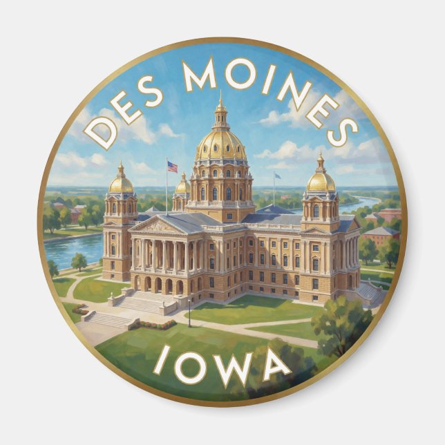 Des Moines Iowa State Capitol 🌾 Magnet (Framsidan)