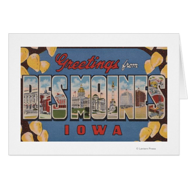 Des Moines, Iowa - Stora Brev Scenes 2 Hälsningskort (Framsidan Horizontal)