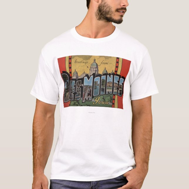 Des Moines Iowa - stora brevplatser T Shirt (Framsida)