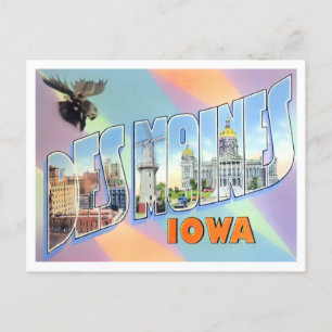 Des Moines, Iowa Vintage Big Brev Postcard Vykort