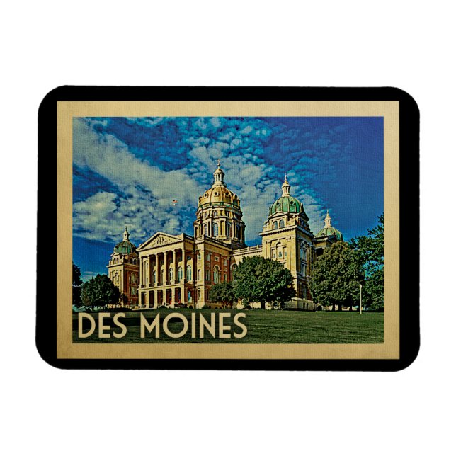 Des Moines Iowa Vintage resor Magnet (Horisontell)